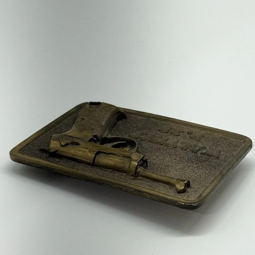 VTG Adezy Denver Brass Walther P.38 Belt Buckle‎ Americana WW2 9mm Memorabilia